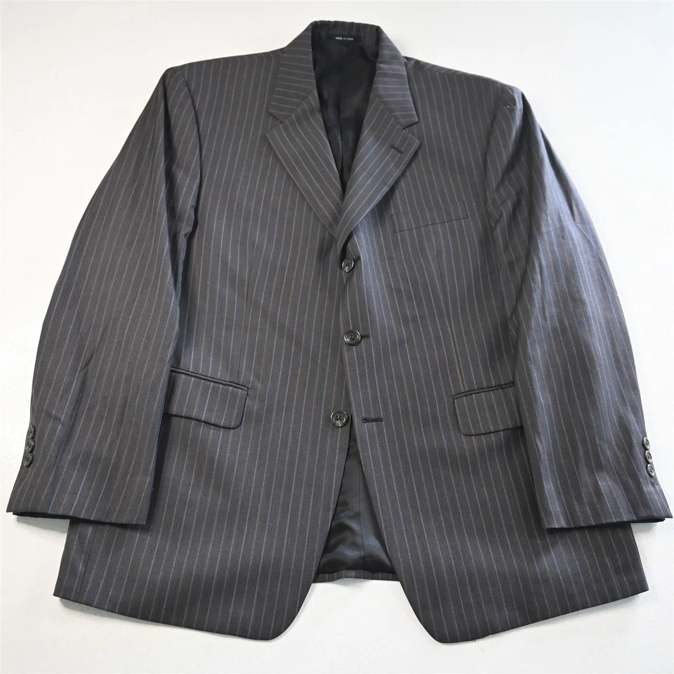 Chaps Ralph Lauren 42S 36x30 Gray Striped 100% Wool Mens Jacket Pants Suit - Image 2 of 4