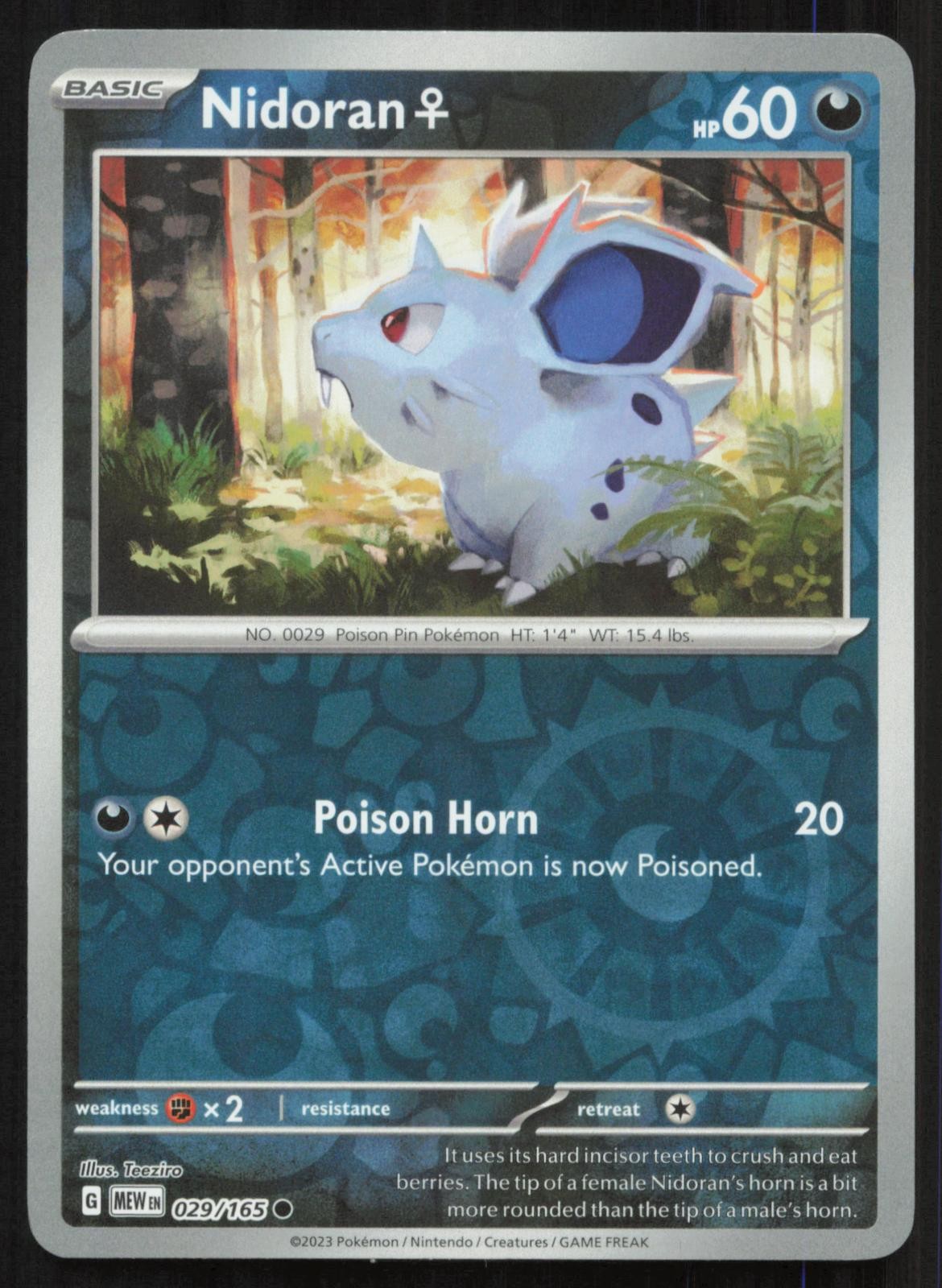 Nidoran F 029/165 Common 151 Pokemon Reverse Holo Near Mint
