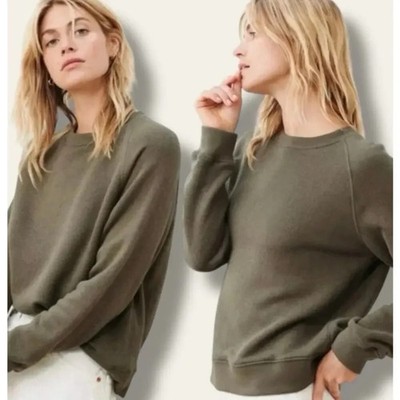 Jenni Kayne Saturday Sweatshirt Crewneck Pullover Fleece Olive Green Women s XS