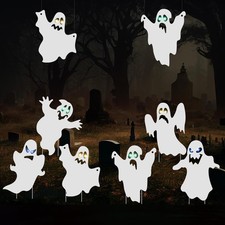 Halloween Ghost Yard Stakes, 6PCS Cute Lawn Decorations for Outdoor Decor