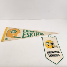 Edmonton Eskimos Pennant Banner Flag Lot 1970s 80s 1 Bar CFL Football Yellow