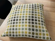 MELIN TREGWYNT Welsh wool tapestry cushion, Mondo spot design, greens/yellows