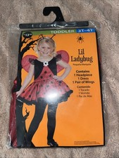 LITTLE LADY BUG COSTUME DRESS, WINGS  HEADBAND SIZE 3T-4T