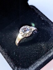 90s Vintage-Style Silver Plated Halo Statement Ring – Stunning "Fire" & Classic