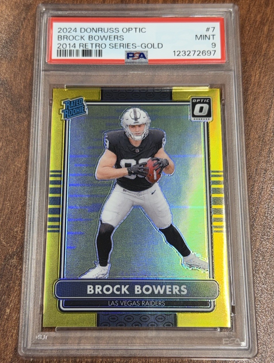 2024 Panini Donruss Optic Brock Bowers Retro Series Gold Prizm /10 PSA 9 Mint RC