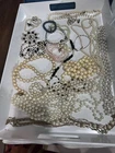 VINTAGE  1 lb. FAUX PEARL BEAD NECKLACE BRACELET LOT COSTUME JEWELRY