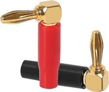 6 Pairs 4mm Speaker Banana Plugs Right Angle 24k Gold Plated 90 Degree Speake...