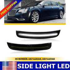 2PC For Chrysler 300 2015-2023 Front LED Bumper Side Marker Light Smoked White