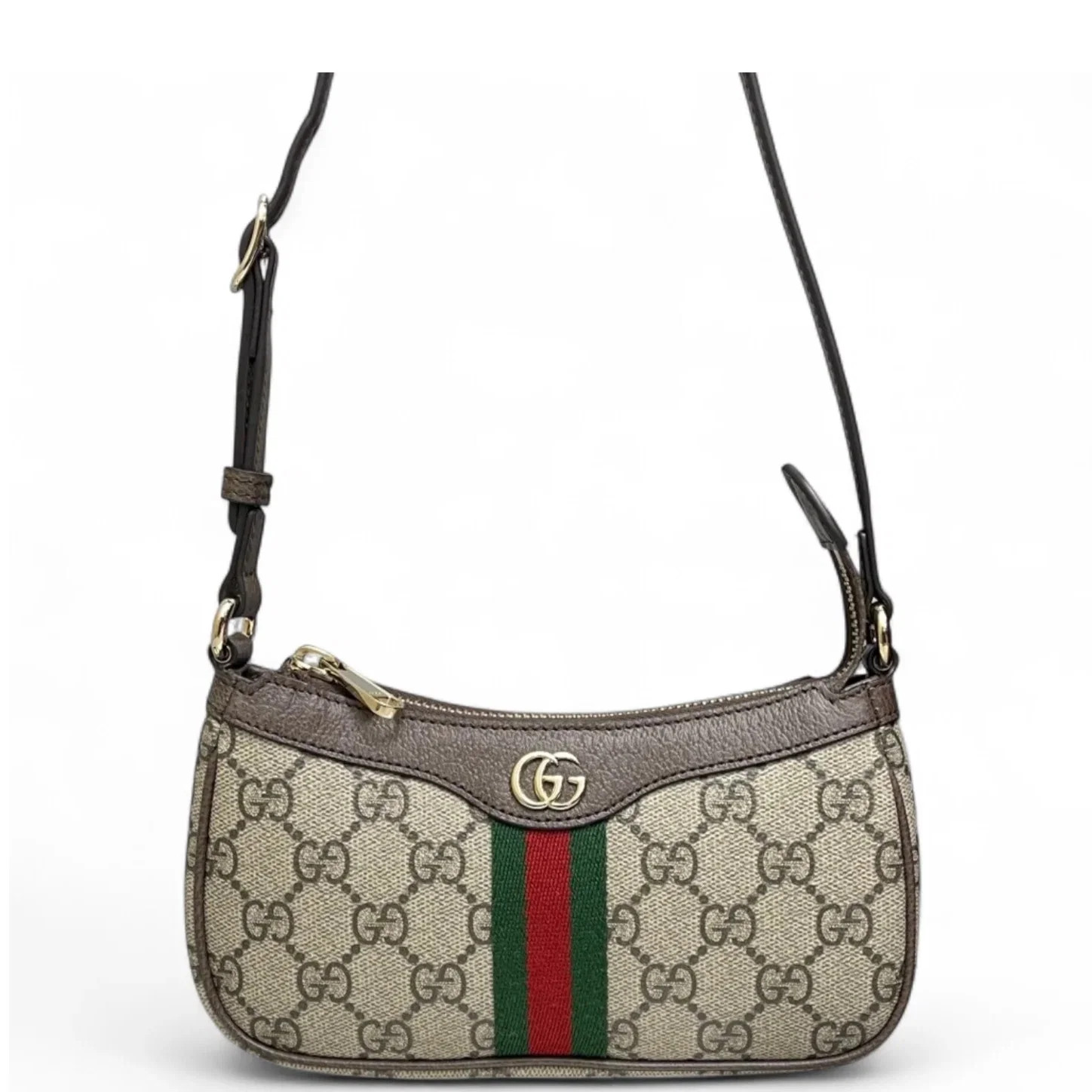 Gucci Ophidia Shoulder Bag Beige Brown Green Red Gg Monogram (kc072826a1r)