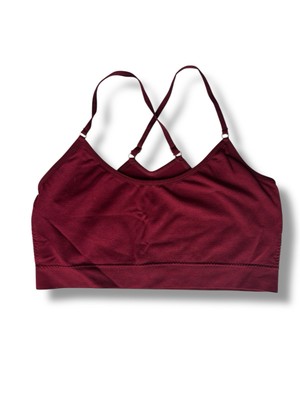 Zenana Unpadded Burgundy Pomegranate Sports Bra with Adjustable Straps One Size