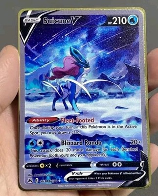 Suicune V GG38/GG70 Crown Zenith: Galarian Gallery Holo Gold Metal Card Fan Art 