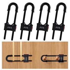 4 Pack U-Shaped Sliding Cabinet Locks Multifunctional Child Safety Lock Black
