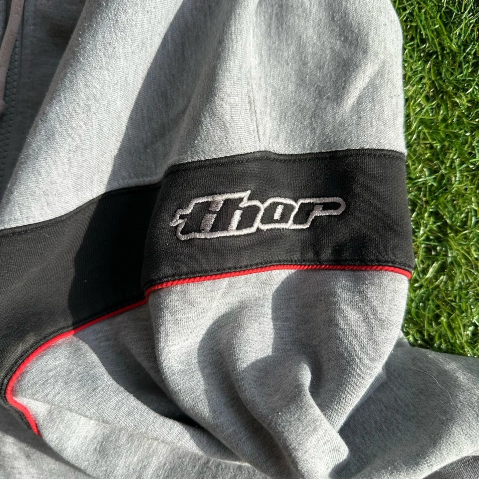 Sudadera con Capucha Y2K Thor Para Hombre Talla XL Negra Gris Cremallera Completa Sudadera con Capucha Motocross Grunge Foto 3 de 4