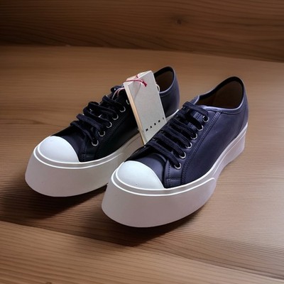 NWOB Marni Pablo Black Leather Lace-Up Sneaker Shoes Women EU 40 US 8.5 - 9