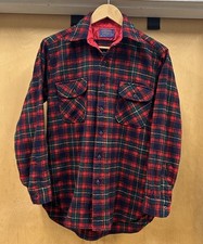 VTG 1970s Pendleton Wool Red Tartan Plaid Shirt Made in USA Plaid Size Medium