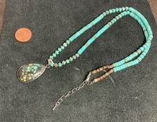 southwestern turquoise heishi/ pendant necklace/19-21" G185s-0.5 