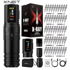 Wireless Tattoo Machine Kit 50pcs Needles Adjustable Stroke 2400mAh Set Tattoo