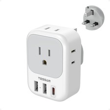 US to UK Plug Adapter PD 20W, Type G Travel Converter with 3 USB Charger 1 USB