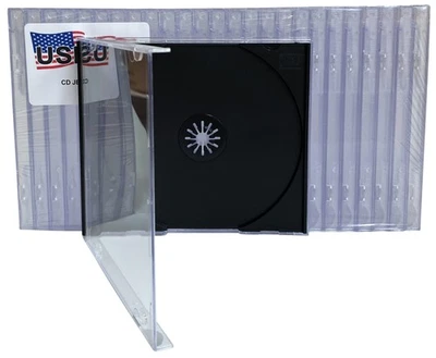 USDISC CD Jewel Cases Standard 10.4mm, Single 1 Disc (Black) Lot