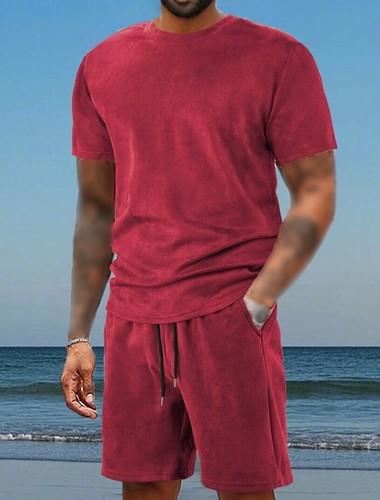 Completo uomo estivo set 2 pezzi maglietta maniche corte e pantaloncini felpa set - Foto 5 di 17