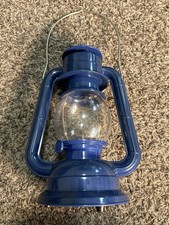 Vintage Style Blue LED Camping Lantern Battery Operated Plastic Lamp
