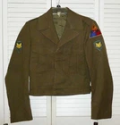 Vintage US Army Ike Jacket Mens 34R Brown Wool WWII Uniform Patches Military 40s