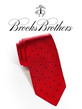 BROOKS BROTHERS MAKERS 100 Silk Neck Tie 3.5" RED BLUE POLKA DOT USED T56