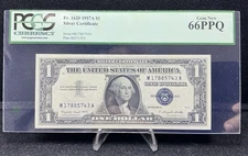 1957A $1 Silver Certificate. FR: 1620. PCGS Graded: 66 PPQ.