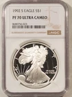 1992-S $1 PROOF AMERICAN SILVER EAGLE, 1 OZ .999 – NGC PF-70 ULTRA CAMEO