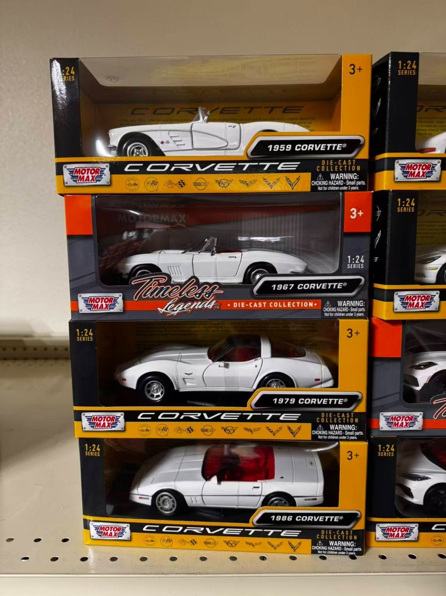 No128 ミニカー1/24箱ありChevrolet Corvette Motormax 1:24 Chevrolet Corvette Diecast White 60 Years History of