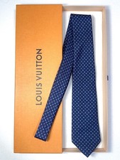 Louis Vuitton Monogram Blue Silk Necktie Used Good Condition