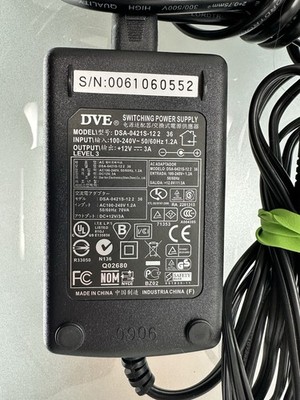 DVE DSA-0421S-12 2 36 12V 3A Adapter AC Power Switching Power Supply Cord 