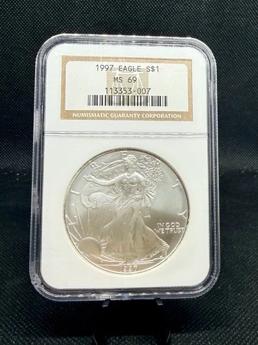1997 American Silver Eagle NGC MS69 Brown Label! 1 Oz .999 Silver!