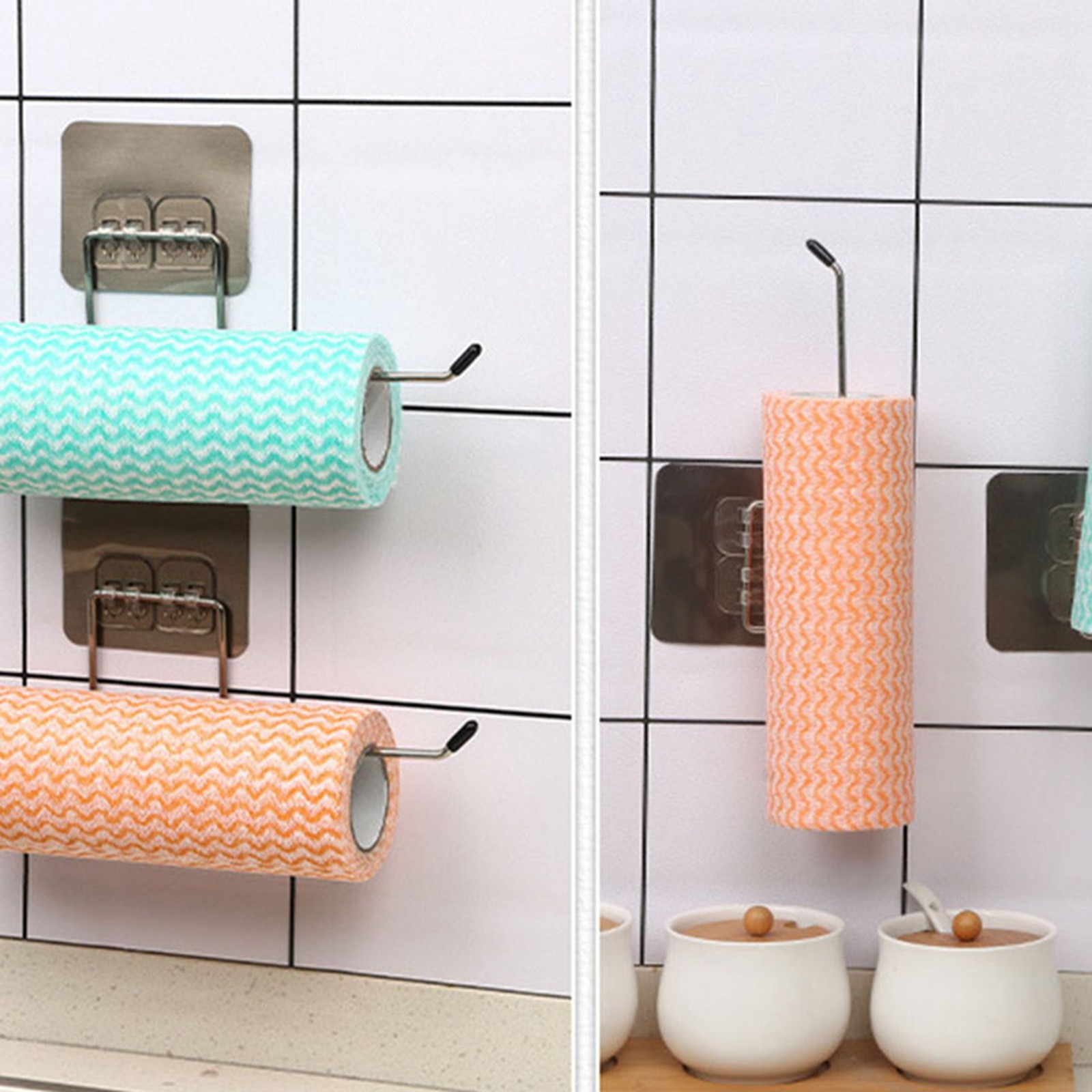 Punch- Disposable Dish Cloth Rag Rack Kitchen Rag Hook Hook Rack Towel Rack
