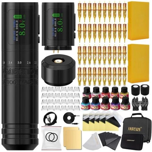 Ambition C1 Tattoo Kit, Cordless Complete Tattoo Gun Kit Pen Machine for Begi... - product listing photo