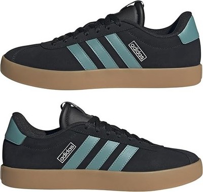 Adidas Mens VL Court 3.0 Sneaker Shoes, Black/Powder Teal/Silver Metallic,US 8.5