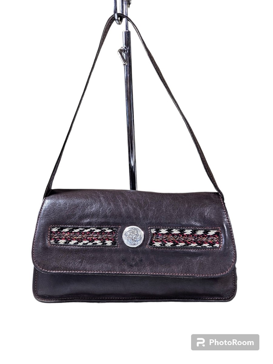 Vintage Force Ten West Brown Distressed Leather Baguette Shoulder