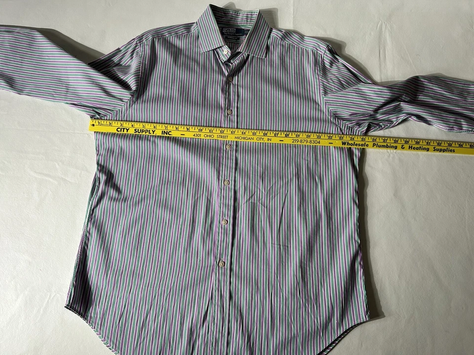 Polo Ralph Lauren Men’s Button Up Dress Shirt 16.5 34/35  Striped Classic Fit - Image 4 of 4