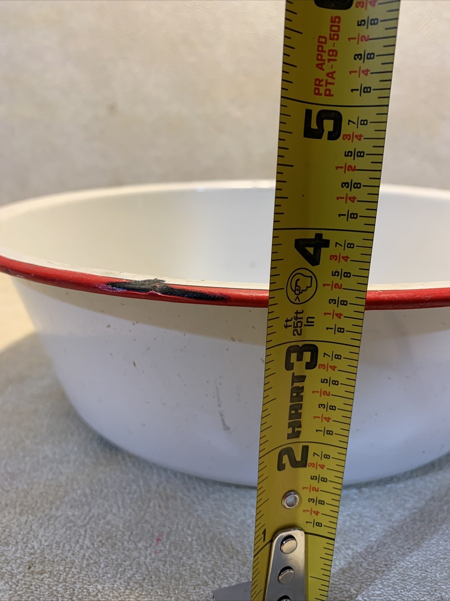 VTG Red/white Enamel Bowl. 12.5