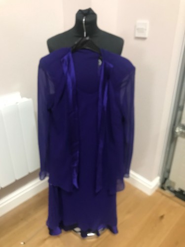 495 UK10 Mon Cheri Purple chiffon dress 