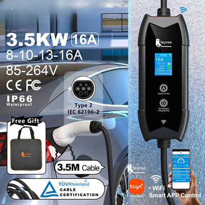 New EV Charger Type2 16A 3.5kW WiFi APP Bluetooth Wireless Control for EV Cars