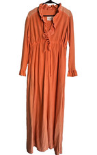 Loungees Robe Orange Size 12 See Measurements Zip Front Drawstring Waist MCM