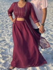 New Designer Party Wear Indo Western Outfits Bollywood Wedding Reception Lehenga