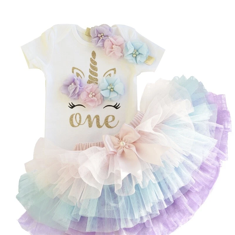New Unicorn First Birthday Outfit For Girls Tutu Skirt Romper