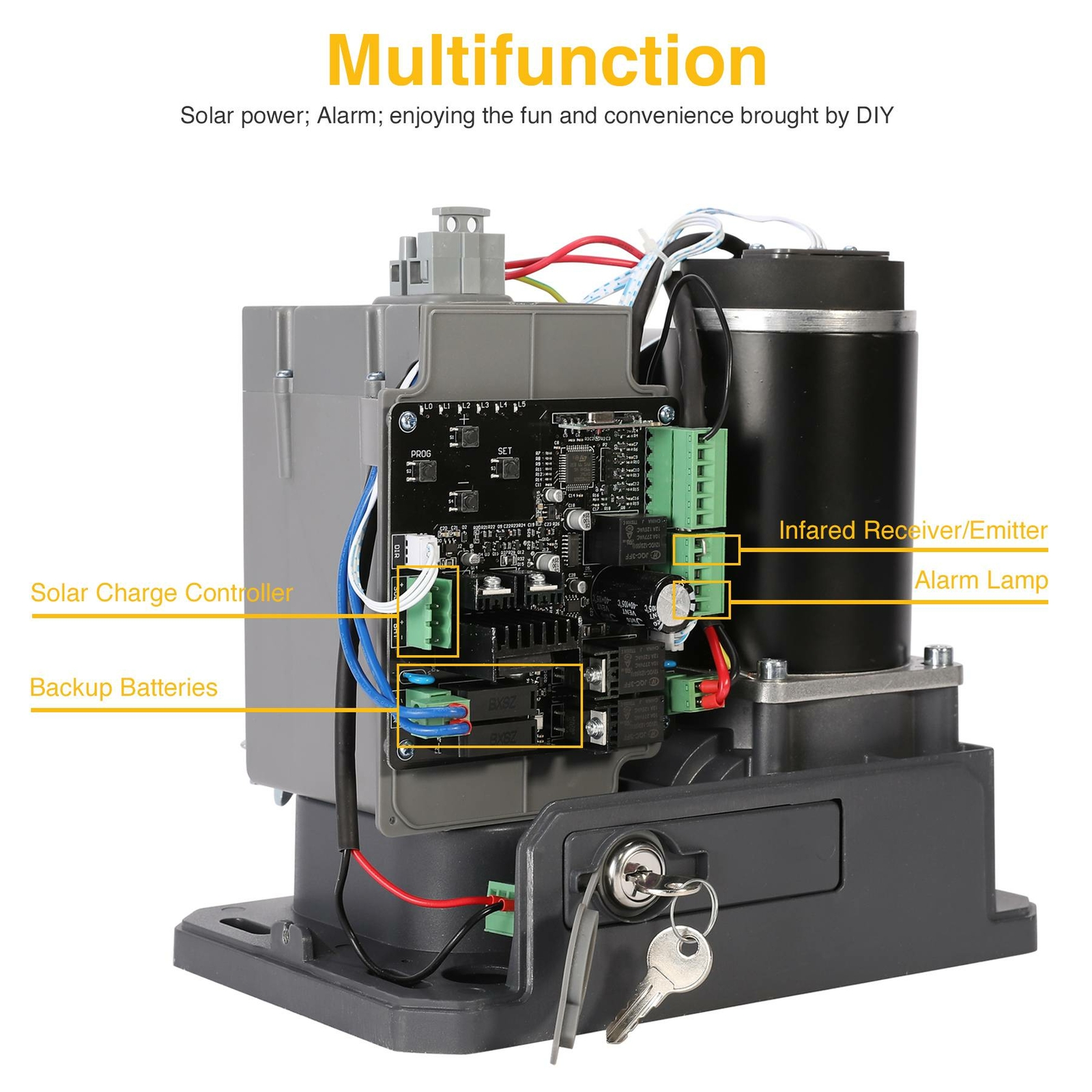 COZ DC 24V 150W Automatic Sliding Solar Gate Opener Motor 1100lbs Door