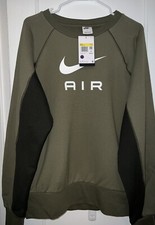 Nike Air Men Sweatshirt Small Olive Army Green Crew Pullover Stretch NWT 90.00