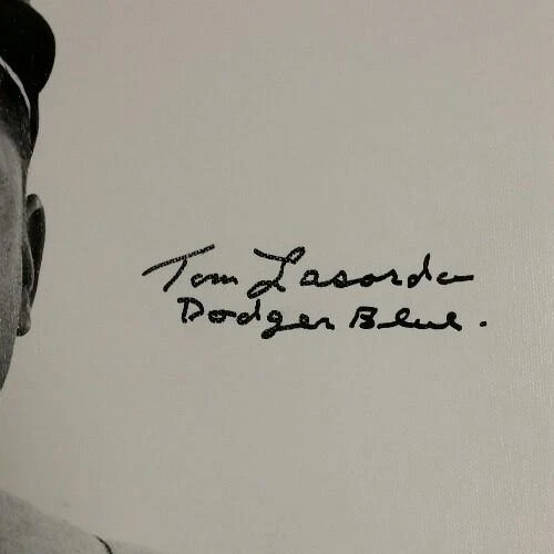 TOMMY LASORDA Signed "Dodger Blue" 16x20 Canvas Photo #'ed /4 PSA/DNA - Image 2 of 2