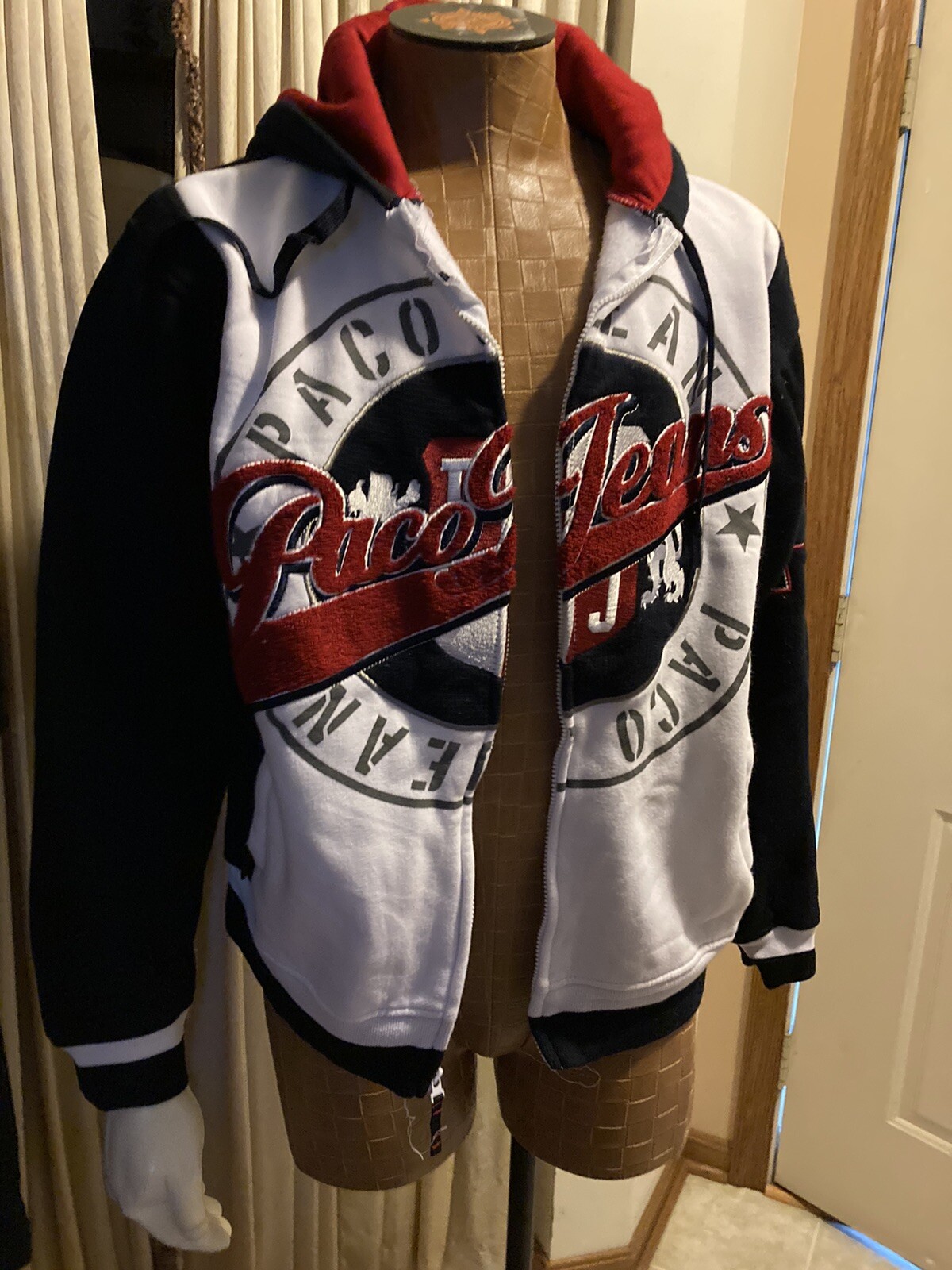 Vintage Paco Sport Hoodie Jeans Big Logo Men Size L H… Gem