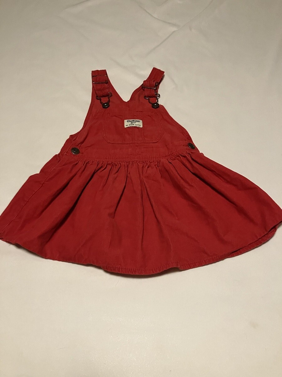 oshkosh red overall dress OshKosh B’gosh red corduroy Vestback overalls dress size 3T
