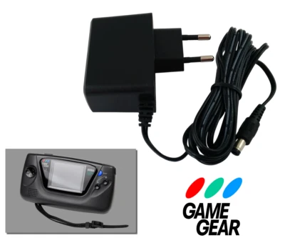 RETRO GAME SUPPLY Power Supply for Sega Game Gear - 2m Cable - EU Plug AC Adapter Console Charger